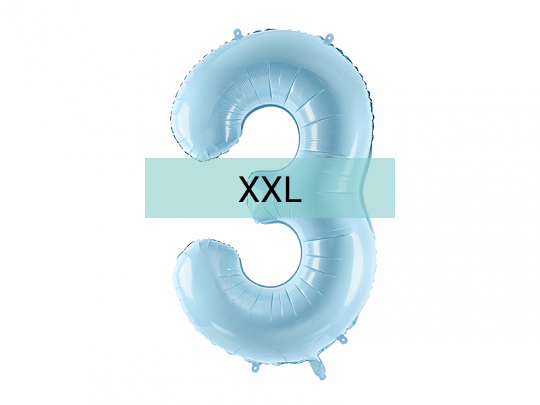 Zahlen Ballon 3 XXL Pastell Blau - DECORAMI