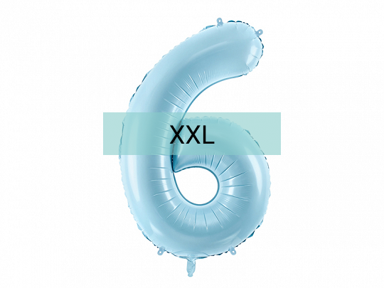 Zahlen Ballon 6 XXL Pastell Blau - DECORAMI
